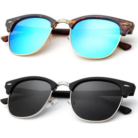 2 Pack Polarized Sunglasses Men Women Semi-Rimless Frame Sun glasses UV Blocking - Picture 1 of 6